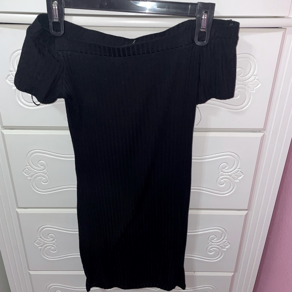 Black dress right off the shoulder